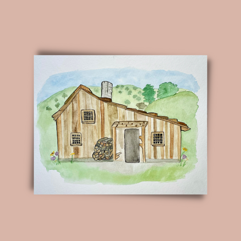 Little House Watercolor Print